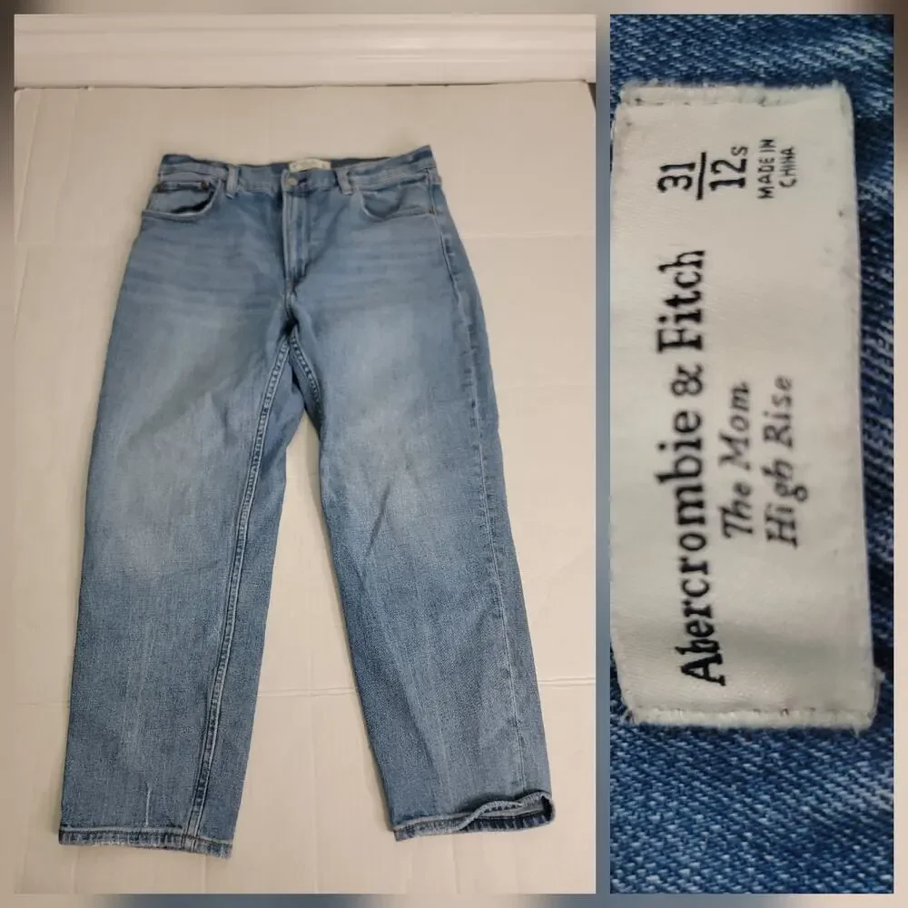 Abercrombie & Fitch Mom Jeans SZ 31 High Rise Tapered Stretch 31/12S